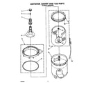 Whirlpool LA5550XPW8 agitator, basket and tub diagram