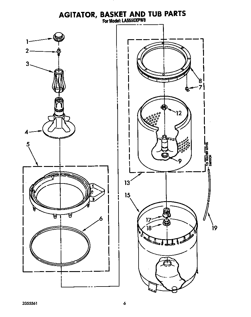Agitator, basket and tub
