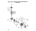 Whirlpool LA5550XPW8 brake, clutch, gearcase, motor and pump diagram