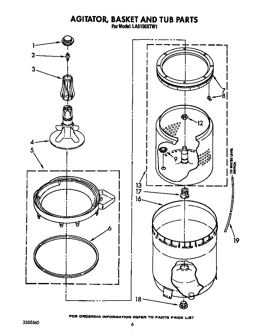 Agitator, basket and tub