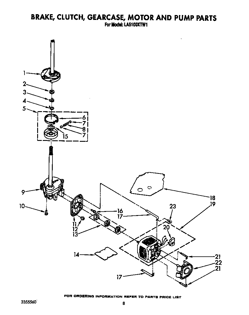 Brake, clutch, gearcase, motor and pump