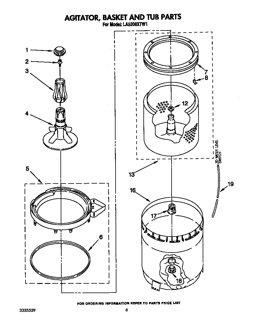 AGITATOR, BASKET AND TUB