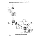 Whirlpool LA5200XTW1 brake, clutch, gearcase, motor and pump diagram