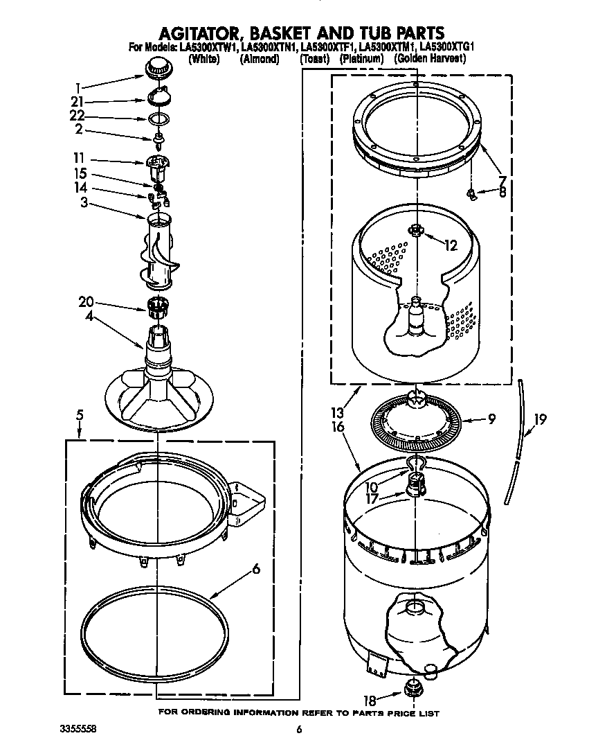 Agitator, basket and tub