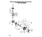 Whirlpool LA5500XTW1 brake, clutch, gearcase, motor and pump diagram