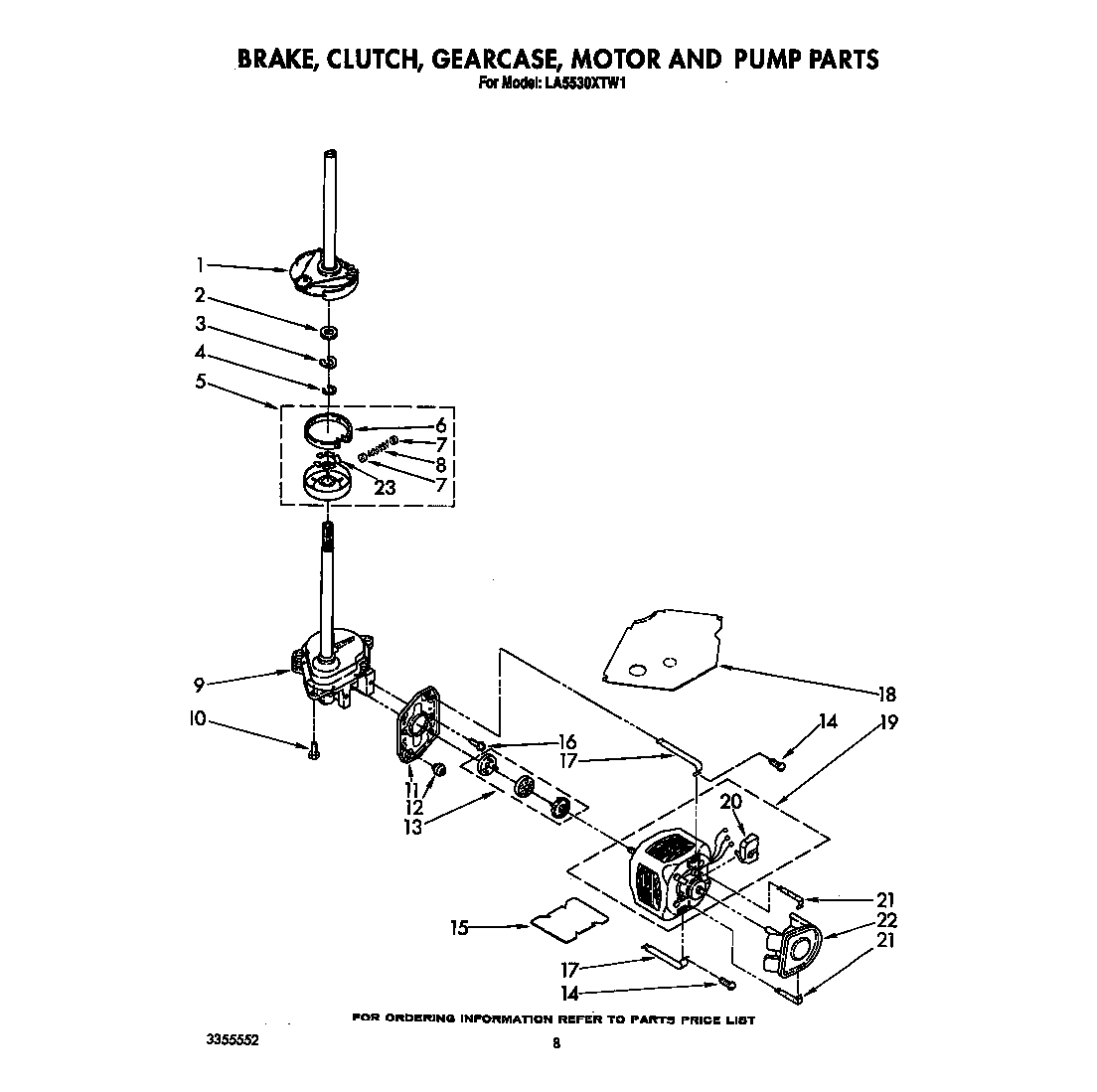 Brake, clutch, gearcase, motor and pump