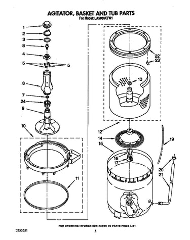 Agitator, basket and tub