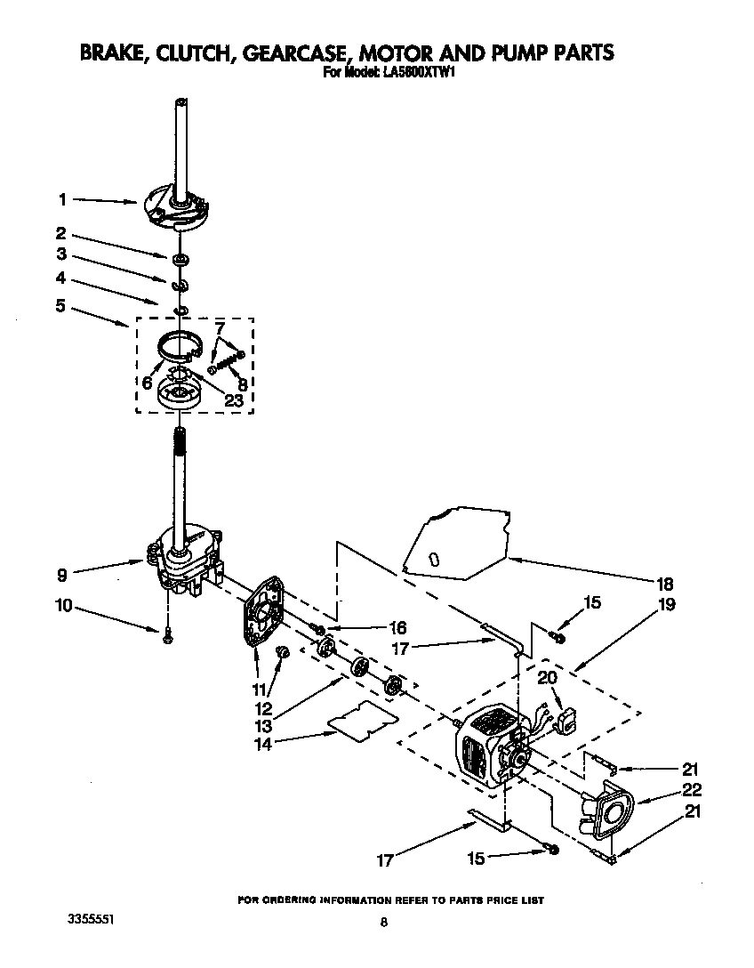 Brake, clutch, gearcase, motor and pump