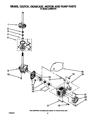 Brake, clutch, gearcase, motor and pump