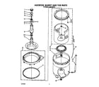Whirlpool LA5610XTW1 agitator, basket and tub diagram