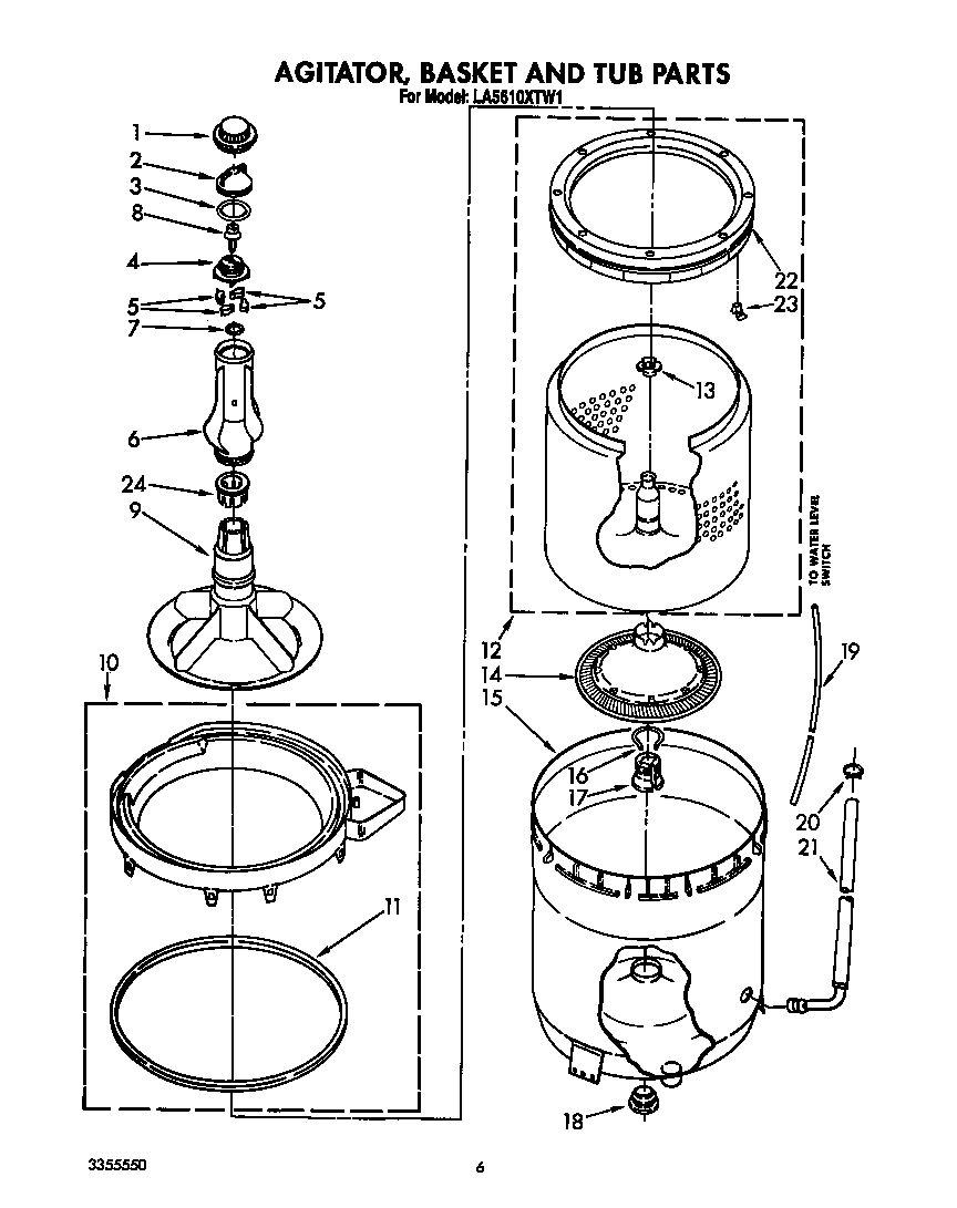 Agitator, basket and tub