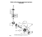 Whirlpool LA5700XTW1 brake, clutch, gearcase, motor and pump diagram