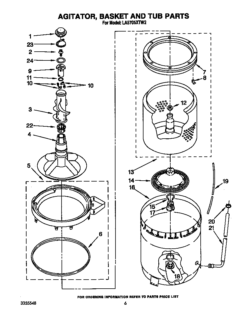 AGITATOR, BASKET AND TUB