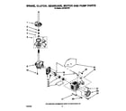 Whirlpool LA5705XTW2 brake, clutch, gearcase, motor and pump diagram