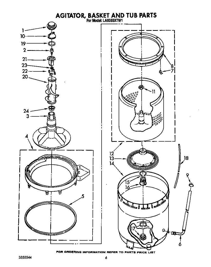 AGITATOR, BASKET AND TUB