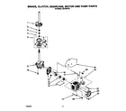 Whirlpool LA6150XTW1 brake, clutch, gearcase, motor and pump diagram