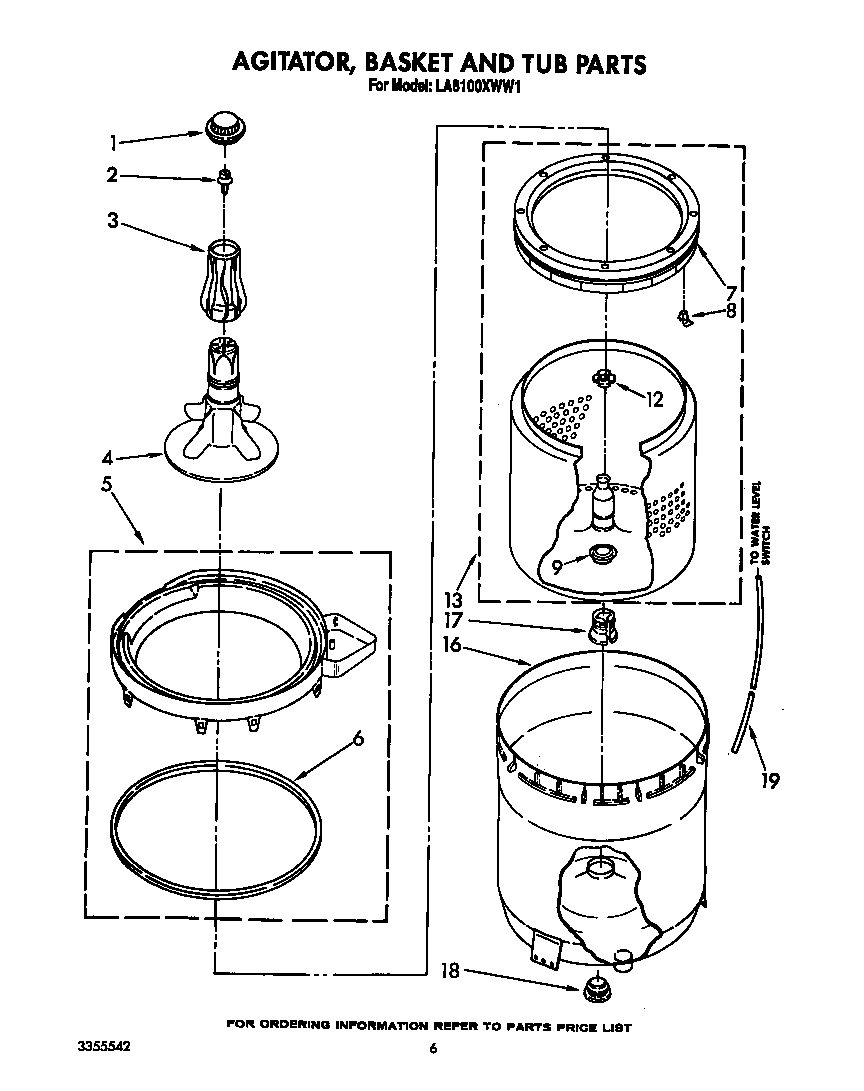 AGITATOR, BASKET AND TUB