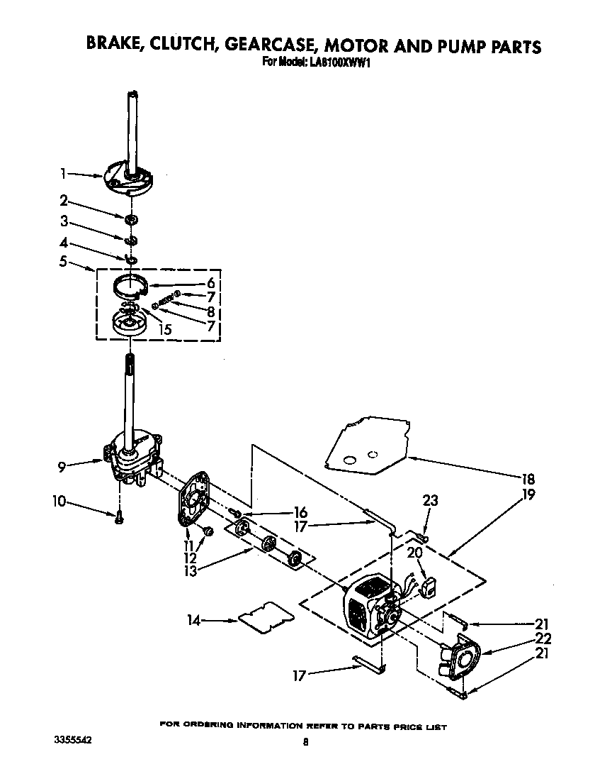 BRAKE, CLUTCH, GEARCASE, MOTOR AND PUMP