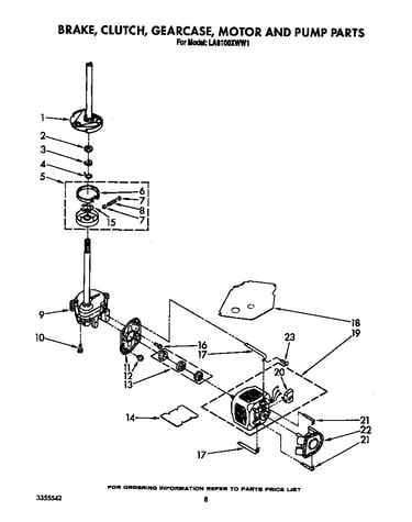 Brake, clutch, gearcase, motor and pump