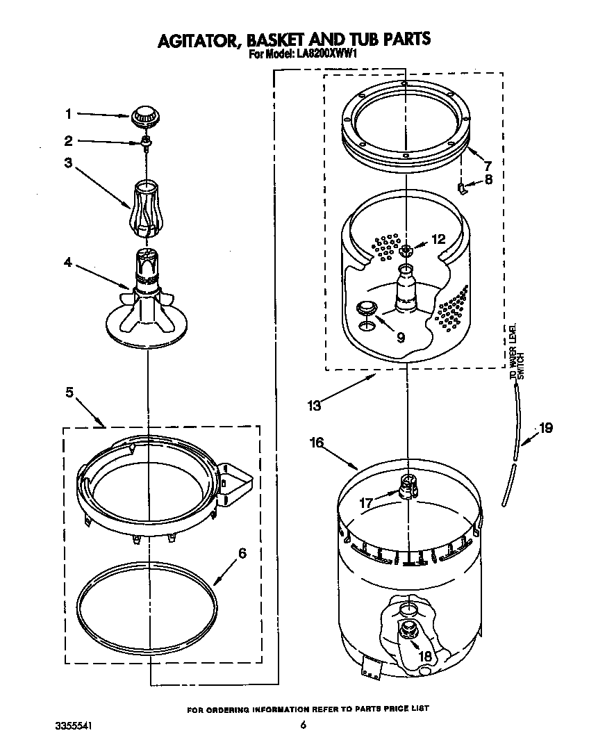 Agitator, basket and tub
