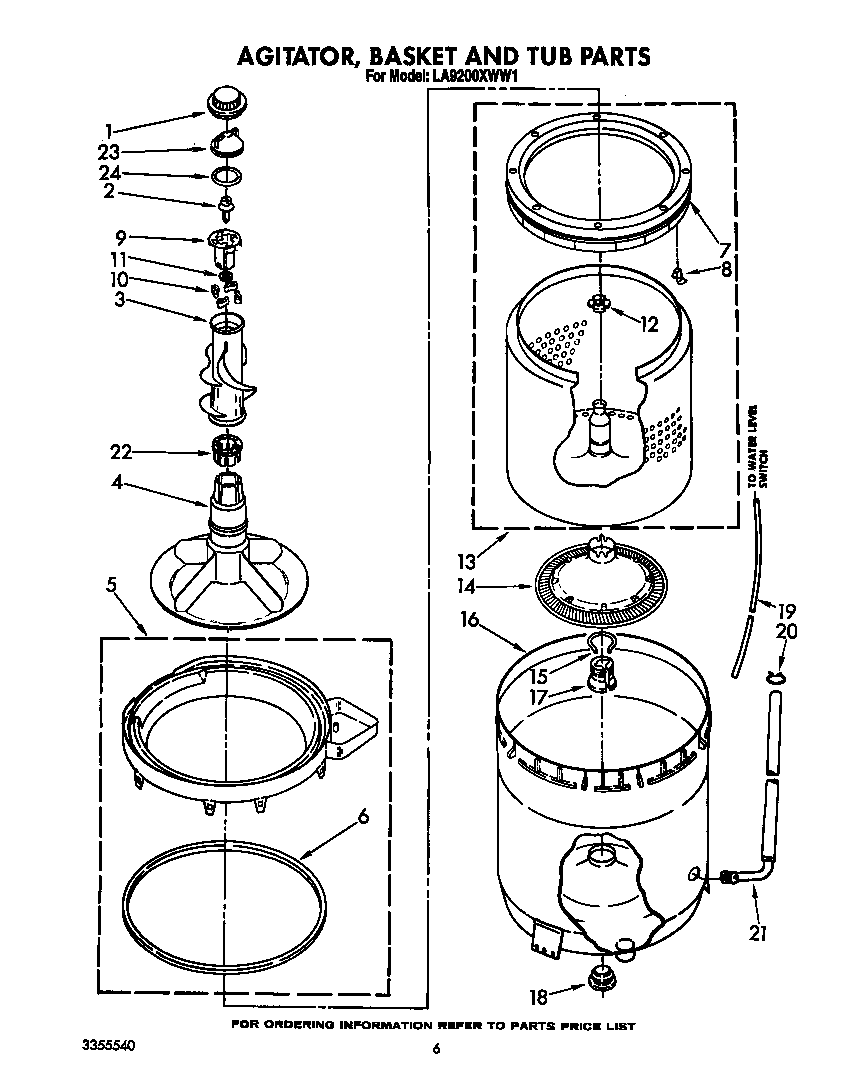 Agitator, basket and tub