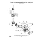 Whirlpool LA9200XWW1 brake, clutch, gearcase, motor and pump diagram