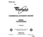 Whirlpool CA2762XWW1 front cover diagram