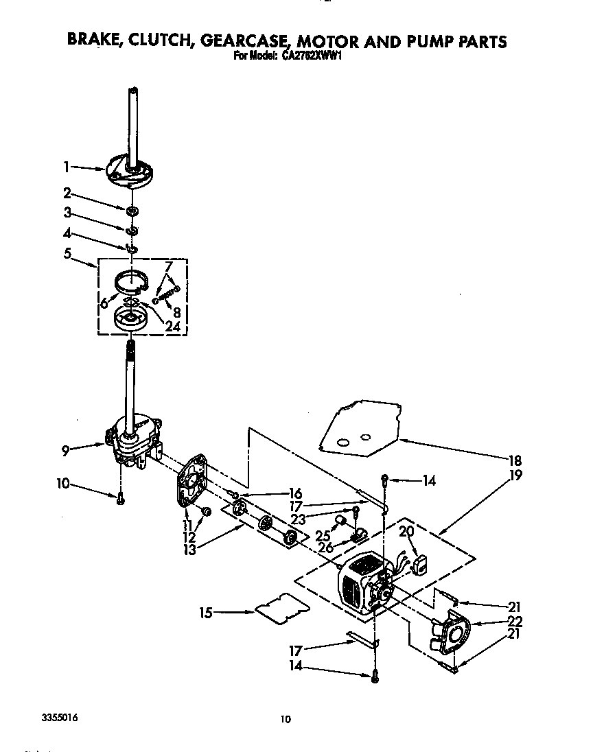 BRAKE, CLUTCH, GEARCASE, MOTOR AND PUMP