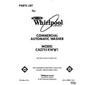 Whirlpool CA2751XWW1 front cover diagram