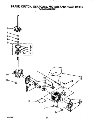 Brake, clutch, gearcase, motor and pump