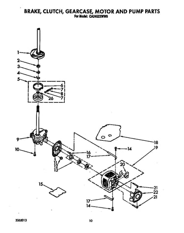 Brake, clutch, gearcase, motor and pump