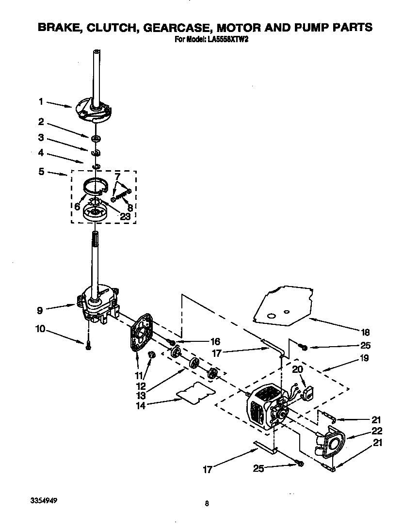 BRAKE, CLUTCH, GEARCASE, MOTOR AND PUMP