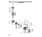 Whirlpool LA5558XTW2 brake, clutch, gearcase, motor and pump diagram