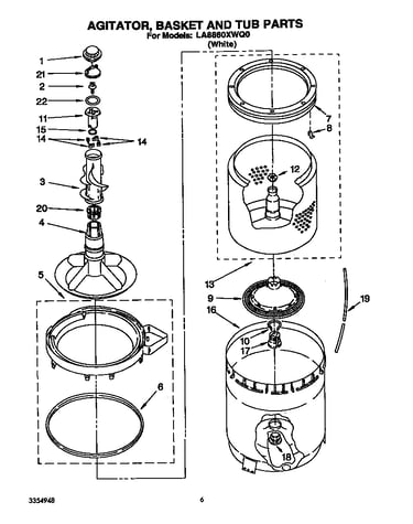 Agitator, basket and tub