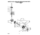 Whirlpool LA8860XWQ0 brake, clutch, gearcase, motor and pump diagram