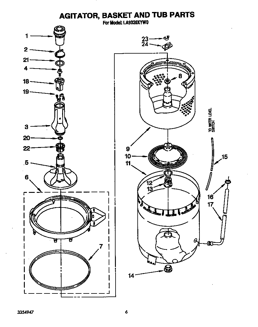 Agitator, basket and tub