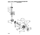 Whirlpool LA9300XYW0 brake, clutch, gearcase, motor and pump diagram