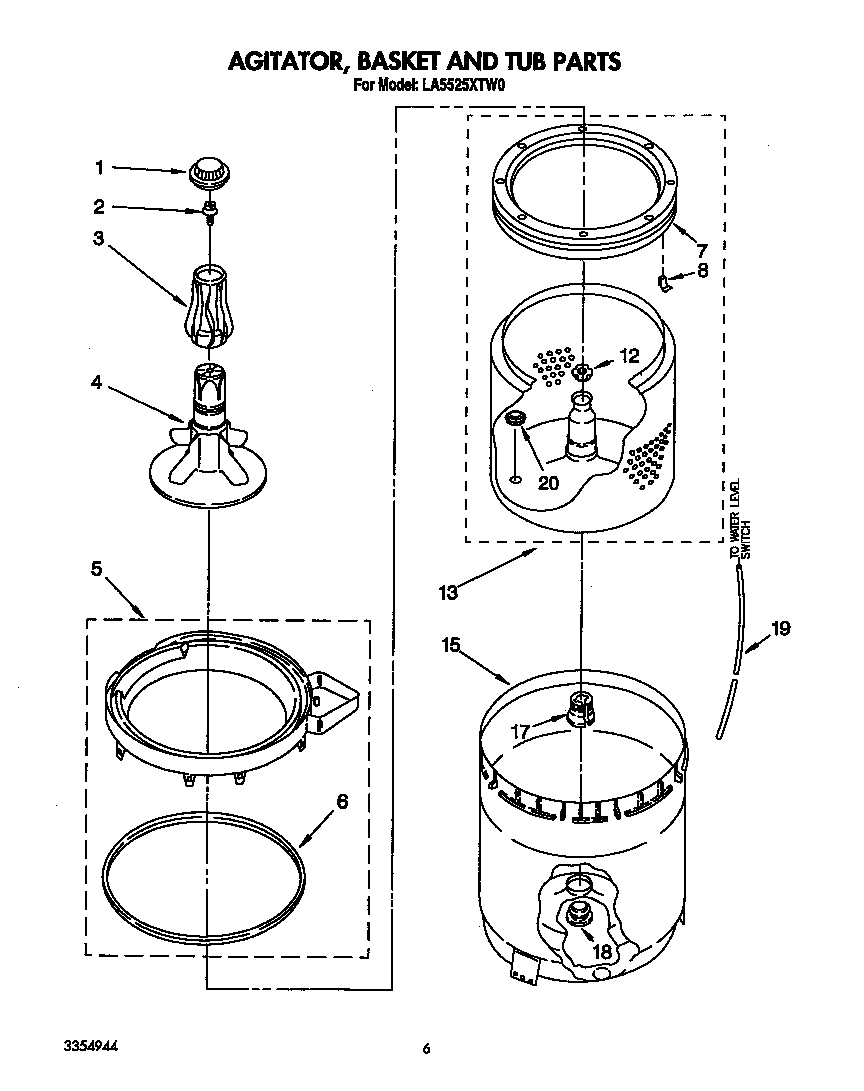 AGITATOR, BASKET AND TUB