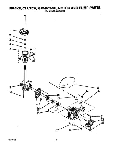 Brake, clutch, gearcase, motor, and pump