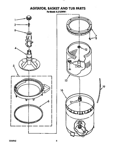 Agitator, basket and tub