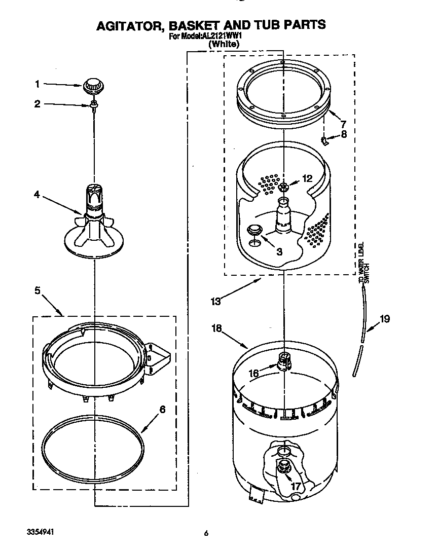 AGITATOR, BASKET AND TUB