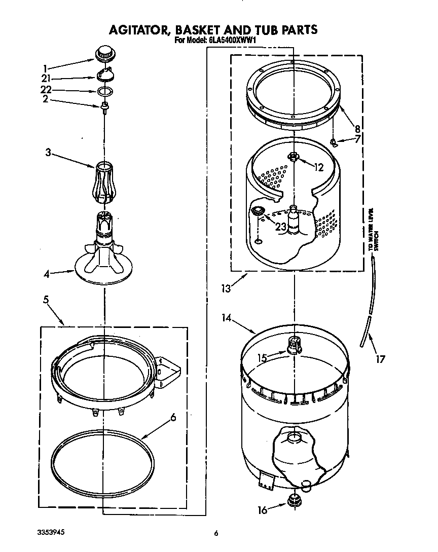 Agitator, basket and tub