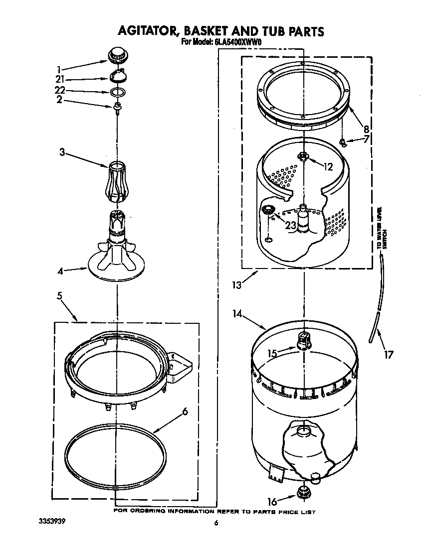 AGITATOR, BASKET AND TUB