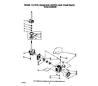 Whirlpool 6LA5400XWW0 brake, clutch, gearcase, motor and pump diagram