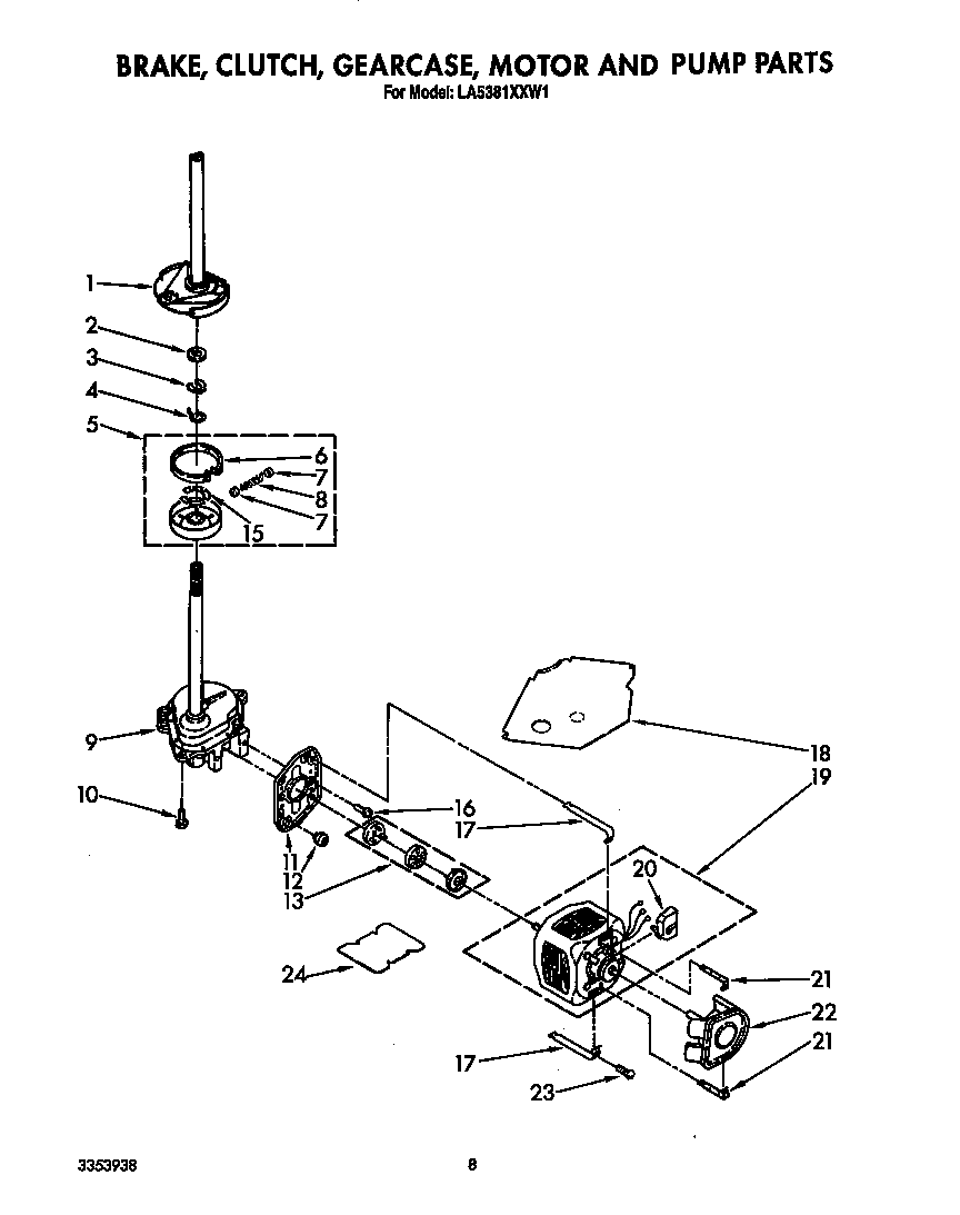 BRAKE, CLUTCH, GEARCASE, MOTOR AND PUMP