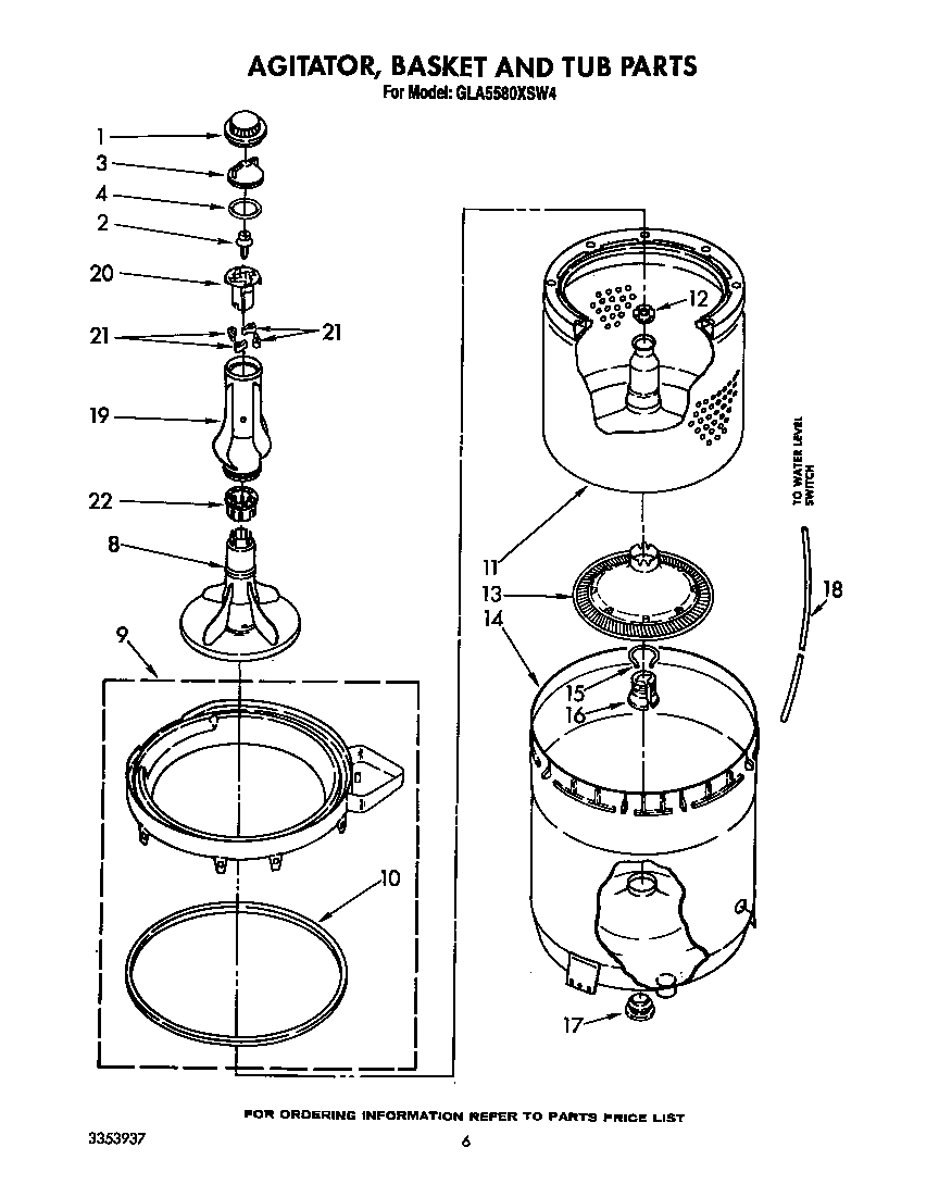 AGITATOR, BASKET AND TUB