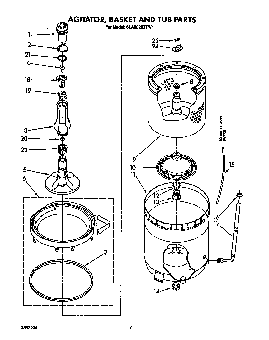 AGITATOR, BASKET AND TUB