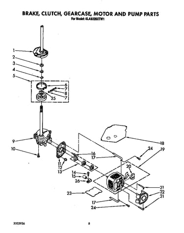 Brake, clutch, gearcase, motor and pump