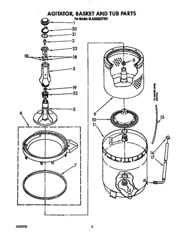 Agitator, basket and tub