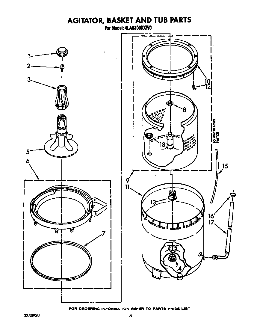 Agitator, basket and tub